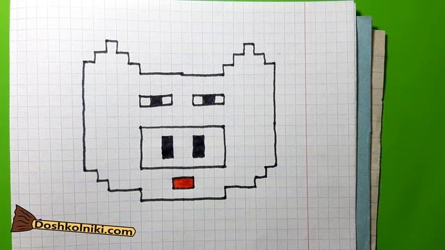 Как Рисовать Свинью по клеточкам? ? Рисунки по клеточкам с Котом Баюном. смотреть онлайн
