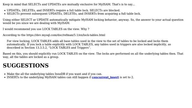 Databases: MySQL views and table locking (5.1 MyISAM) (2 Solutions!!) смотреть онлайн
