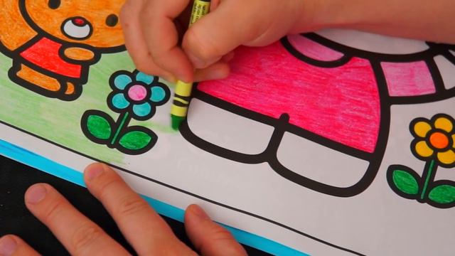 Coloring Hello Kitty GIANT Coloring Book Page Crayola Crayons | COLORING WITH KiMMi THE CLOWN смотреть онлайн