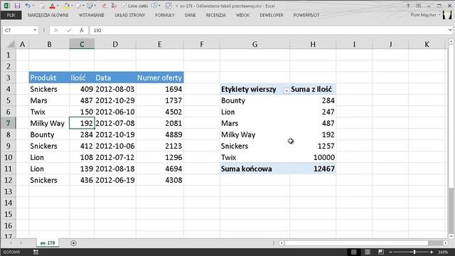 excel-179 - Odświeżanie tabeli przestawnej смотреть онлайн