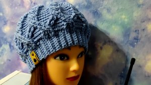 Шапочка-берет узором ,,КОСЫ,, крючком. Шапочка для начинающих.