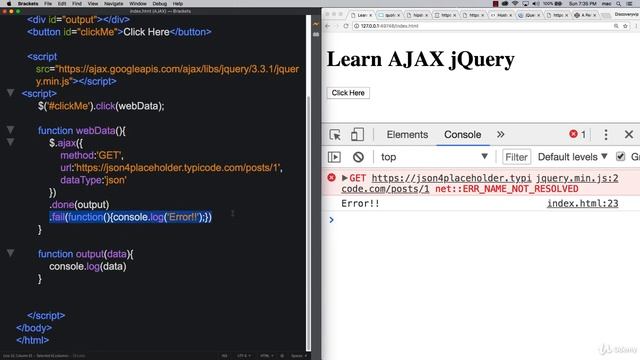 JSON+AJAX+API 0504 jQuery AJAX output to element смотреть онлайн