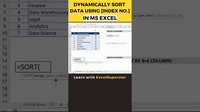 Dynamically Sort Data using (Index No.) in MS Excel смотреть онлайн