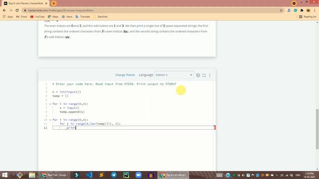 HackerRank Day 6: Let's Review problem solution in Python | 30 Days Of Code problems solutions смотреть онлайн