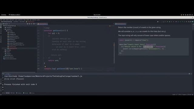 Codewars: Vowel Count | JavaScript