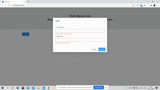 Reactjs Modal Popup Login Form with Validation смотреть онлайн