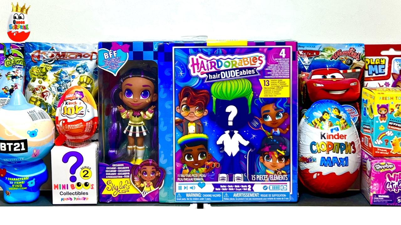 СЮРПРИЗ MIX! HAIRDORaBLeS Сладкая парочка, BT21, Shopkins, Mini Boos, Тачки Kinder Surprise Unboxing