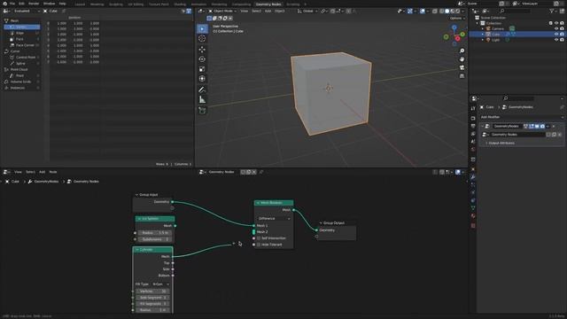 Mesh Boolean Node (Geometry Nodes, Blender) смотреть онлайн