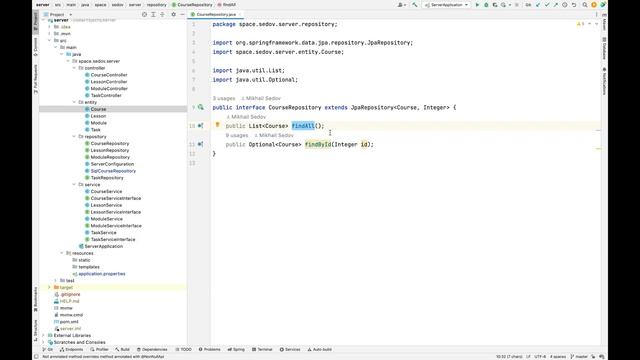 Обзор кода REST API на Spring Boot образовательной платформы Sedov.Space смотреть онлайн