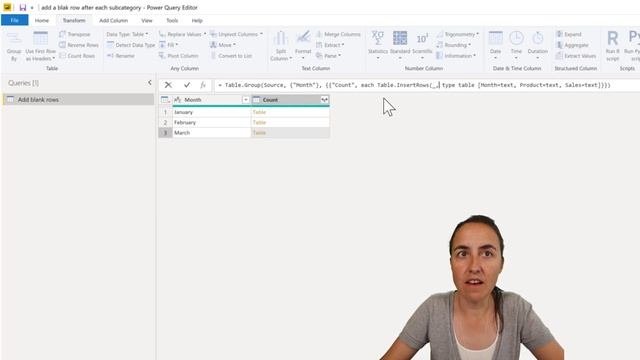 Insert blank rows at each category in Power Query смотреть онлайн