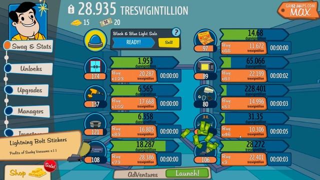 AdVenture Capitalist - Finished Black & Blue Friday Event - All Unlocks, All Upgrades, All Managers