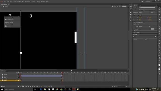 Pong Game Action script 3 Adobe Animate смотреть онлайн