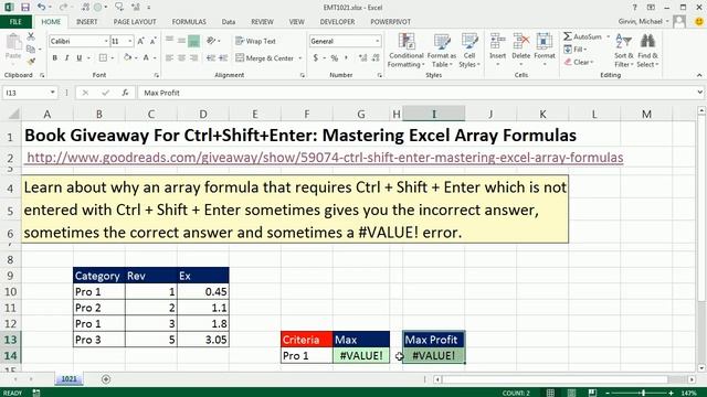 Excel Magic Trick 1021: Implicit Intersection or #VALUE Error: No Ctrl + Shift + Enter смотреть онлайн