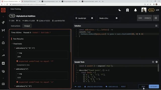 Codewars 7 kyu Alphabetical Addition JavaScript смотреть онлайн