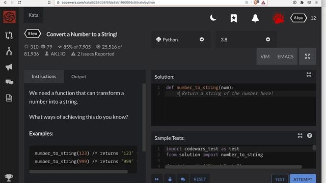 Codewars - Python - Convert a Number to a String смотреть онлайн