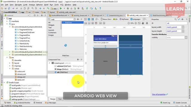 #Android App Development Tutorial in Hindi-27- Android Web View, webview -Learn with Milind-हिंदी смотреть онлайн