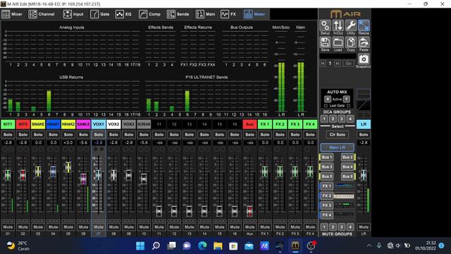 SONG TEST MULTITRACK MIXER MIDAS MR18 MUSIK RAP