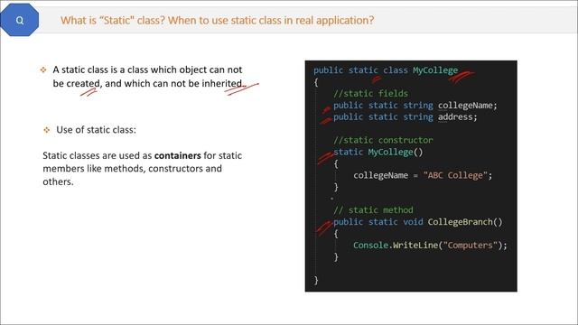 What is “Static" class? When to use static class in real application? смотреть онлайн