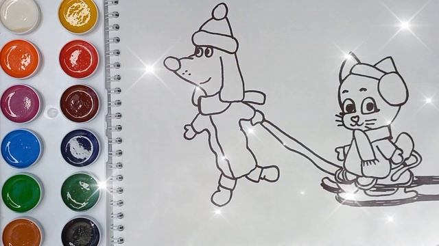 Раскраска для детей ОРАНЖЕВАЯ КОРОВА. ФЕДЯ И МУСЯ. Мультик-раскраска. Учим цвета. смотреть онлайн