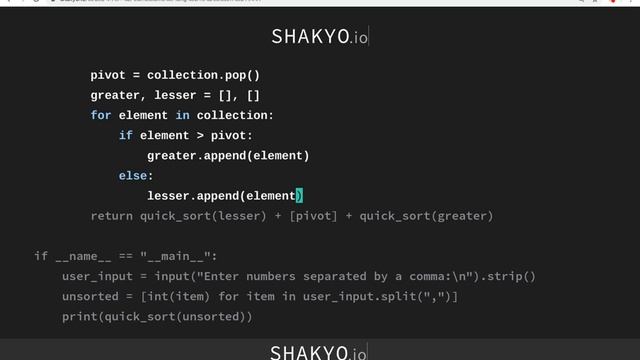 【SHAKYO.io】Python - sort - quick sort смотреть онлайн