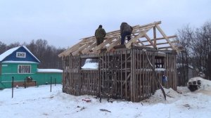 Кровля// каркасно саманный гараж