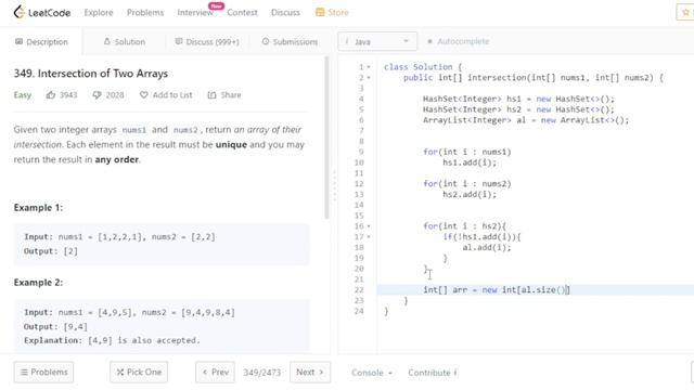 349. Intersection of Two Arrays || In JAVA || Leetcode Problem || Easy #leetcode смотреть онлайн
