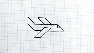 Как нарисовать самолёт | Рисунок гелевой ручкой по клеткам| Рисунок на клетчатой бумаге смотреть онлайн
