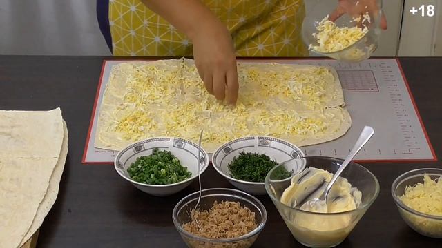 Как приготовить рулет из лаваша и салат с тунцом, простой рецепт. смотреть онлайн