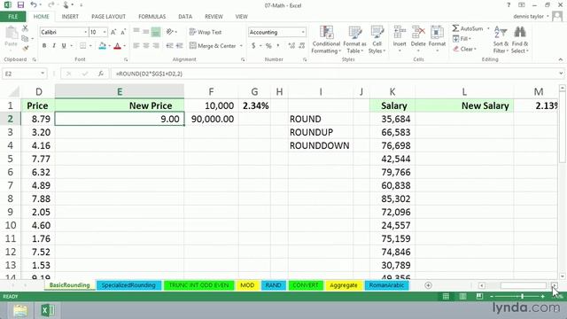 Excel Tutorial - ROUND, ROUNDUP, and ROUNDDOWN смотреть онлайн