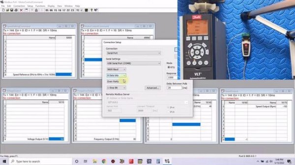 Danfoss FC302 "Modbus RTU" via Modbus Poll