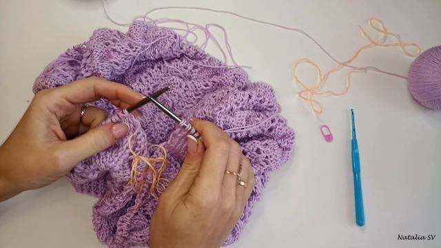Джемпер ажурный женский спицами "Запах сирени". Реглан сверху. Подробный экспресс-мк. смотреть онлайн