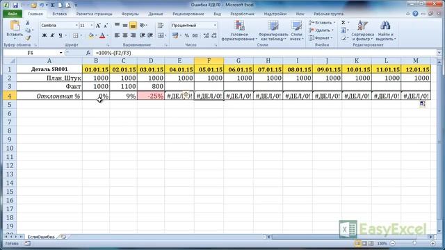 Ошибка в Excel "#ДЕЛ/0".Функция ЕСЛИОШИБКА смотреть онлайн