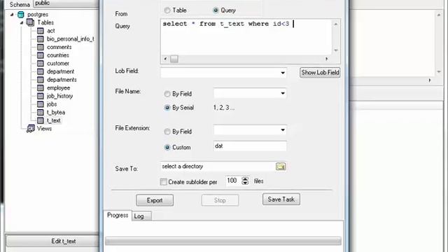 Batch export PostgreSQL TEXT (CLOB) data from query results to files смотреть онлайн