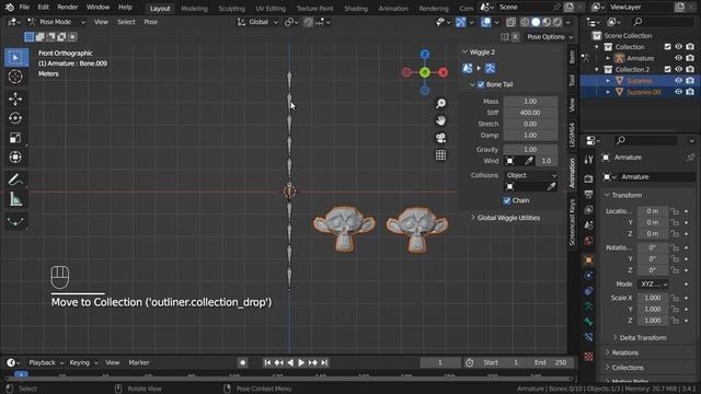 Wiggle 2 - Blender Addon (Wiggle Bones) - Collision using a collection смотреть онлайн