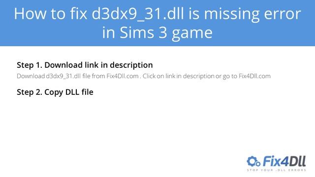 Fix d3dx9_31.dll is missing in The Sims 3 game смотреть онлайн