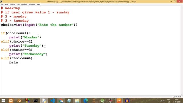 Weekday Program in Python | Python tutorial for beginners in Hindi #34 смотреть онлайн