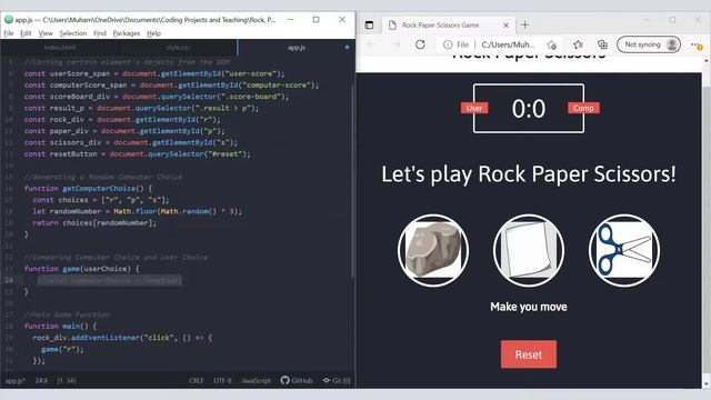Rock Paper Scissors | HTML CSS JavaScript | Coding TimeLapse смотреть онлайн