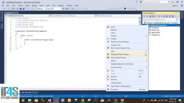 Entity Framework Tutorial - How to download and install entity framework in visual studio