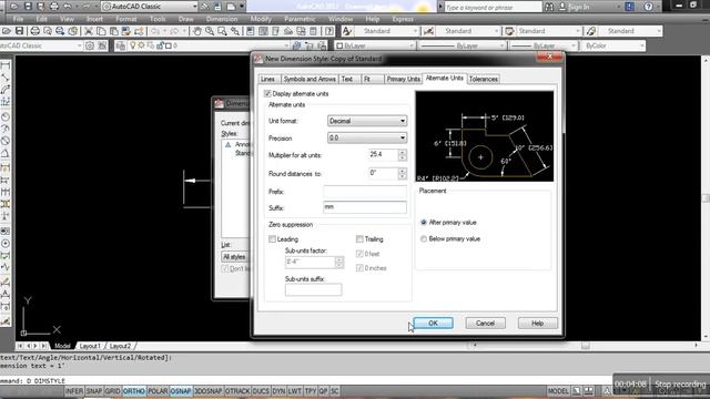 Dimension With 2 Units in AutoCAD Drawings | Alternate Dimension units | 2 units Dimension Autocad смотреть онлайн
