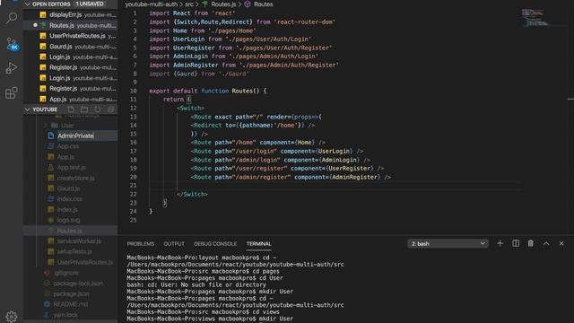 Laravel Lumen & React Redux Role Based Authorization(9)-Protecting User And Admin Routes. смотреть онлайн