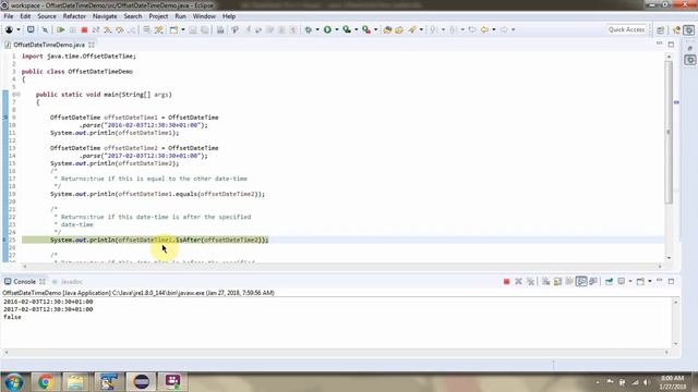 How to use equals, isAfter and isBefore methods of OffsetDateTime Class? | Java 8 Date and Time смотреть онлайн