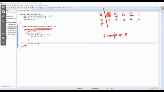 Search and Sort Insertion sort code смотреть онлайн
