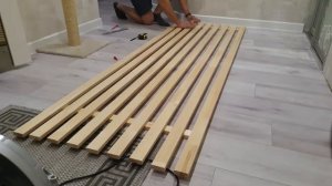 Прихожая в стиле лофт из деревянных реек под лаком на водной основе своими руками,реечная прихожая