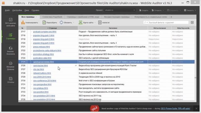 Обзор программы WebSite Auditor
