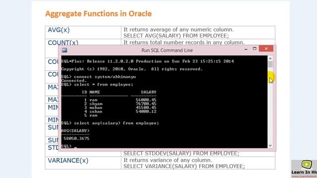 34. Aggregate Functions in PL/SQL Oracle смотреть онлайн
