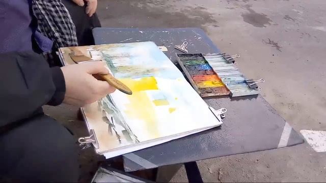 Акварель Alla Prima Городской этюд Пленэр Мастер-класс Watercolor Urbansketching Stream