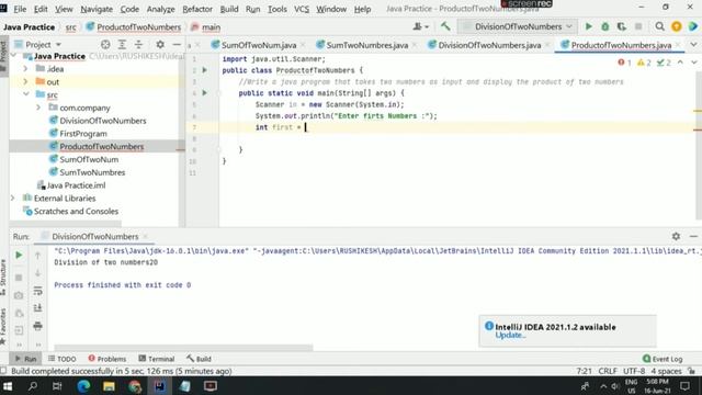 Product Of Two number in java | Basic java programming | practice set in java смотреть онлайн