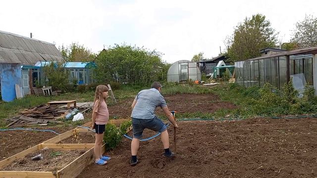 ВЛОГ БЕСЕДКА. Рабочий выходной на даче. Сажаем овощи. смотреть онлайн