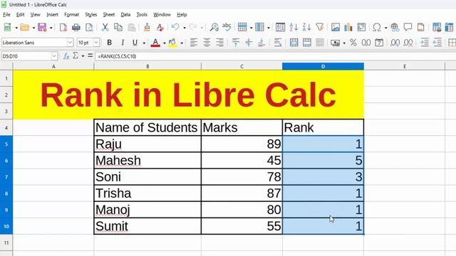 Rank formula in Libre Office Calc@COMPUTEREXCELSOLUTION смотреть онлайн
