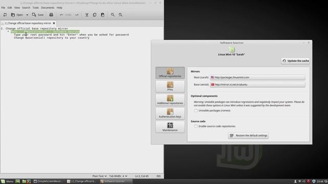 2. Change official base repository mirror - Things to Do After Linux Mint 18 Installation смотреть онлайн